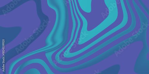 Abstract background. Distorted warping fluid abstract blue cyan colors. Wavy swarling colors. Liquid dynamic grainy texture, Colorful poster design with liquid and curve lines. 