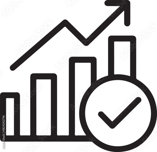 Minimal reliability chart growth trust line icon, ideal for analytics, business performance, and success.