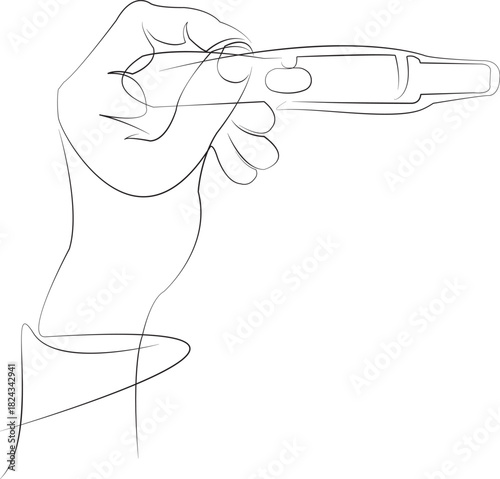 One continuous line drawing on white isolated background. Minimalism linear illustration. pregnancy, hand, test, woman, result, closeup, fertility, baby, pregnant, medicals