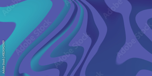 Abstract background. Distorted warping fluid abstract blue cyan colors. Wavy swarling colors. Liquid dynamic grainy texture, Colorful poster design with liquid and curve lines. 