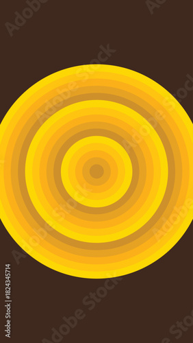 Abstract Concentric Circle Pattern with Gradient Yellow Hues and Contrasting Brown Background for Modern Design Projects