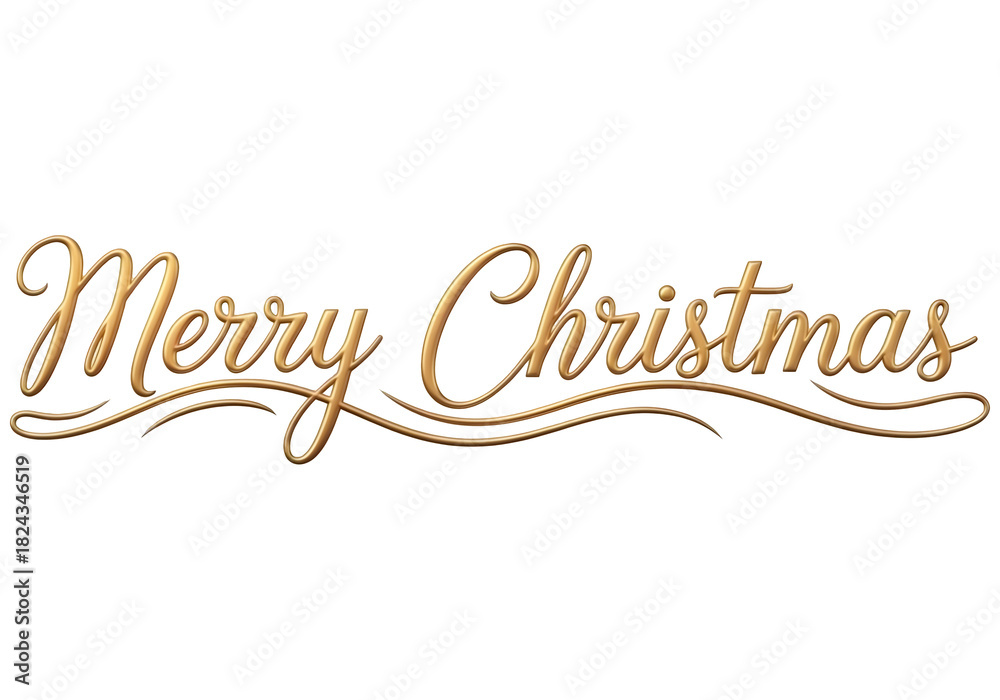 Obraz premium Merry Christmas golden lettering isolated on transparent background