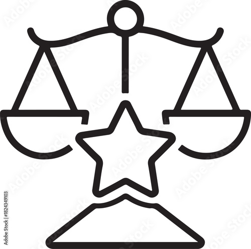 Minimalist reputation star trust rating line icon, ideal for feedback, quality, and customer reviews.