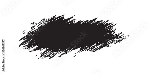 Dark Grungy Brush Stroke with Rough Edges and Textured Appearance.