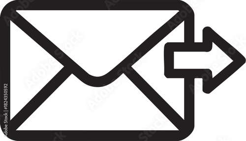 Black Outline Email Message Icon – Vector Line Symbol for Mail, Contact, Inbox, Newsletter, Communication UI in SVG, PNG, EPS Formats
