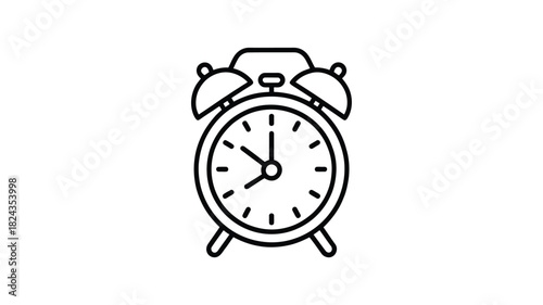 Classic retro alarm clock icon with bells and hands indicating time
