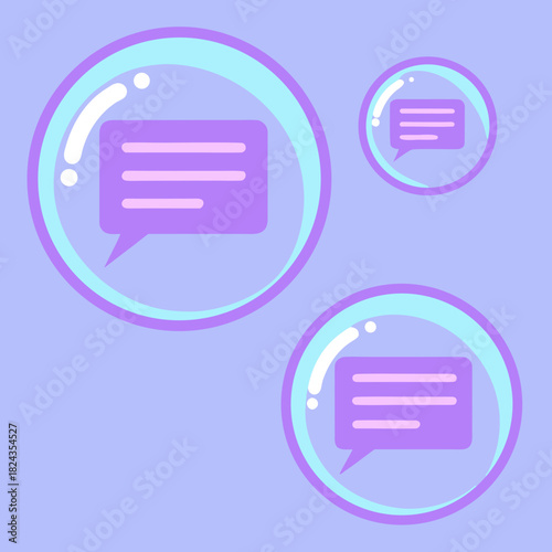 Digital Communication: Bubble-encased digital message icons float against a subtle backdrop, representing seamless communication and online dialogue.