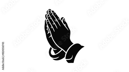Silhouette of praying hands in a gesture of hope and faith