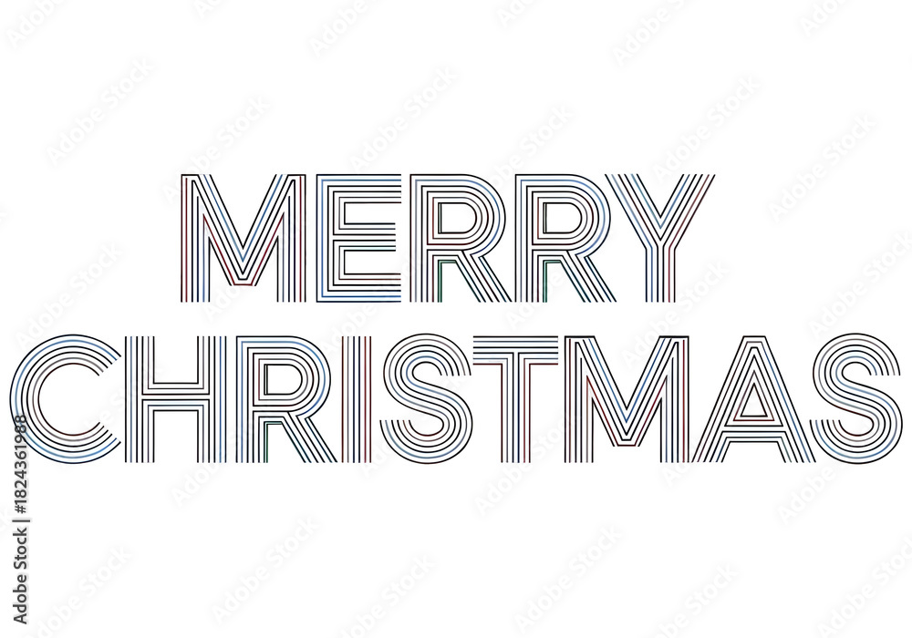 Fototapeta premium Merry Christmas striped text on transparent background