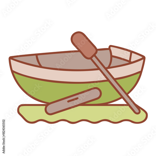 Simple illustration of a rowboat with oars on water