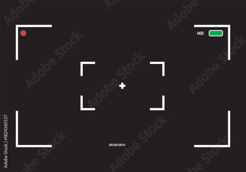  photo camera interface mockup with photo button, grid, focus and function icons