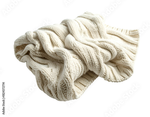 Cozy cream cable knit blanket, draped
