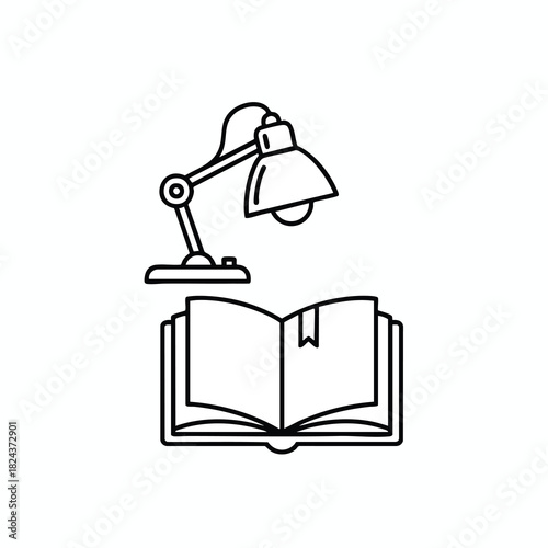 Desk Lamp and Open Book Icon
