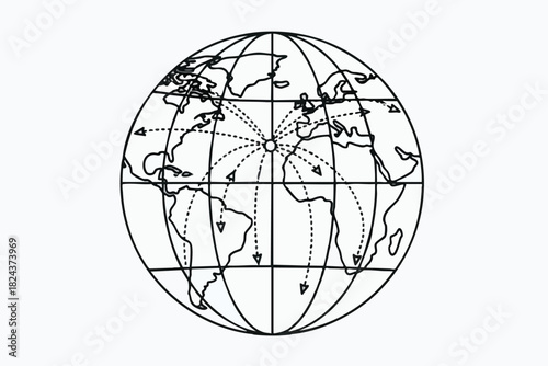 Global Connections A Simple Line Drawing of the World