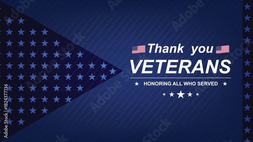Thanking veterans for their service on a patriotic background with stars and stripes celebrating their dedication
