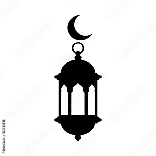 A decorative silhouette of a Ramadan lantern in a modern viral minimalist style
