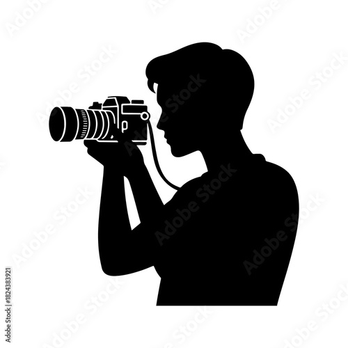 Photographer with Vintage Camera Silhouette