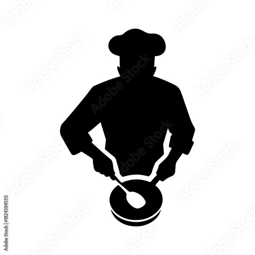 Silhouette of Chef Preparing Food