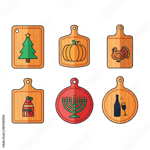 Festive Holiday Cutting Boards Christmas Thanksgiving Hanukkah.
