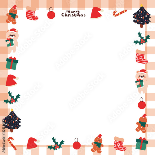 cute Christmas memo pad with Christmas element drawing. Note paper for journal and planner