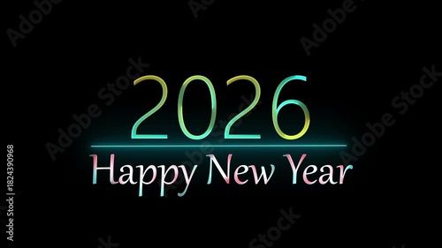 A neon sign happy new year with black background