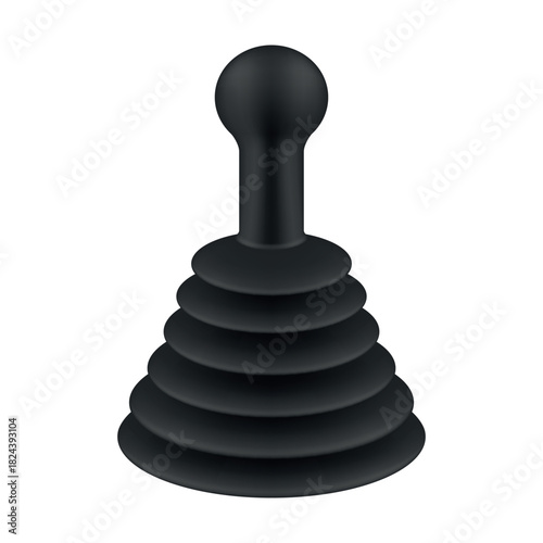 Illustration of a plunger on a white background, used for cleaning and plumbing work in bathrooms and kitchens.