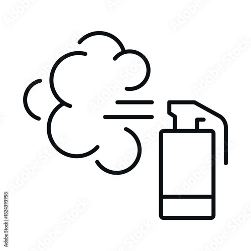 A linear icon of a smoke bomb emitting smoke, designed in a minimalist style. This graphic captures the essence of a smoke bomb and is suitable for use in various design projects.