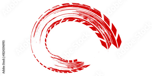 Grunge tire track, wheel braking marks. Truck, car or motorcycle tread pattern silhouette. Auto race,