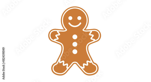 Classic gingerbread man cookie with decorative icing, a festive and cheerful symbol for holiday baking, Christmas, and winter celebrations
