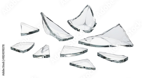 Scattered clear broken glass pieces on a transparent background PNG image PNG file