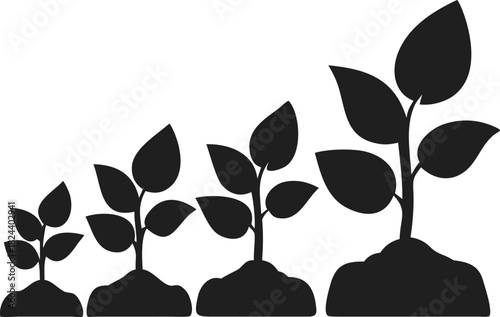 Plant Growth Stages Silhouette Icon