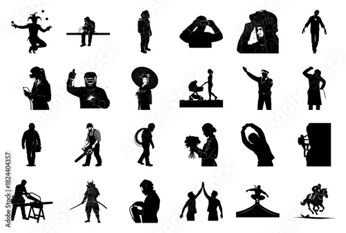 Silhouettes of People in Professions and Activities