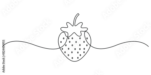 Strawberries continuous one line drawing minimalist style vector illustration