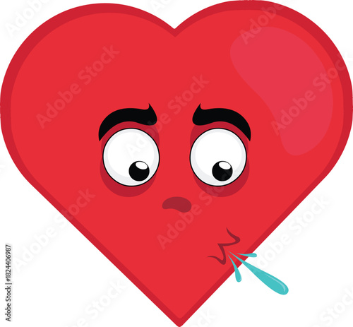 vector illustration emoticon character heart cartoon, spitting saliva