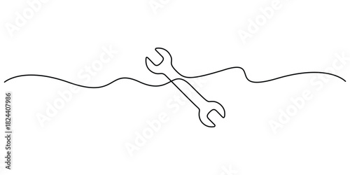 Wrench minimalist single line drawing graphic illustration