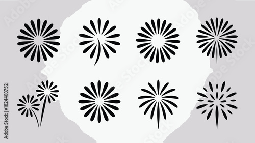 Set of abstract flower icons simple line art vector design decorative graphic elements for spring and summer themes