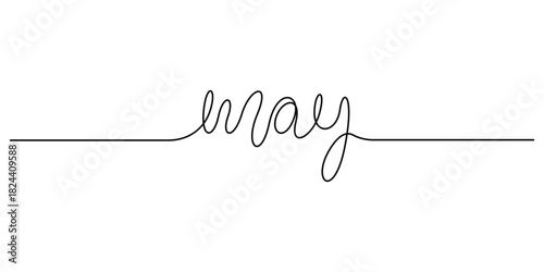 May" written in a continuous, single-line calligraphy style vector illustration