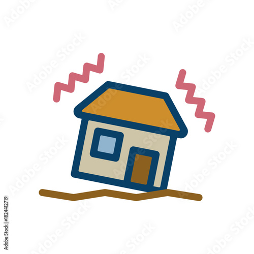 地震で揺れる家のアイコン