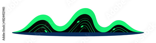 Abstract Green Waveform With Layered Contours