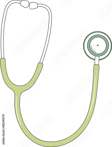 Green vector symbol of a medical cross and the Rod of Asclepius, representing pharmacy, health, first aid, and prescription medicine.