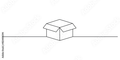 Open paper box continuous one line drawing minimalist style vector illustration