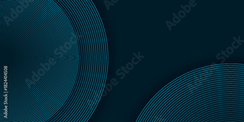 Dark green abstract background with dynamic glowing circle lines. Minimalist and modern background concept for covers, banners, brochures, presentations and certificates. EPS. 5