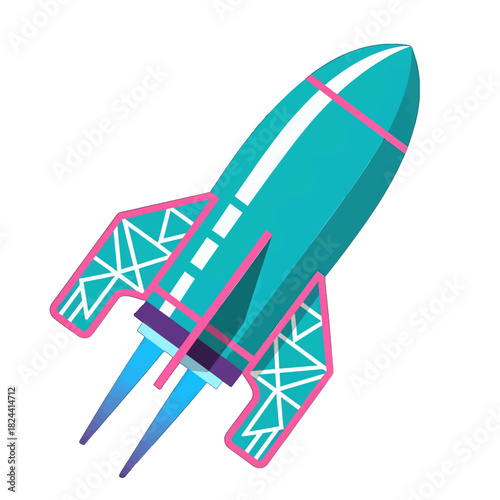 Colorful Retro Rocket Illustration with Vibrant Colors