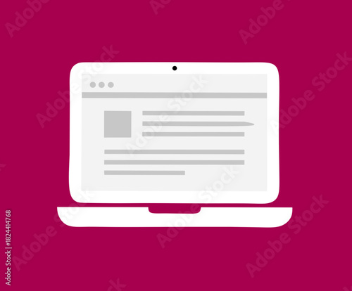 A modern, flat vector illustration of a laptop computer displaying a generic website interface on its screen.
