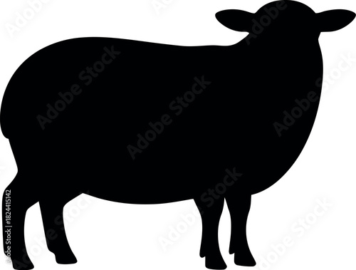 Black sheep silhouette standing animal farm