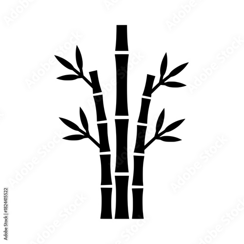 Simple Bamboo Stalks and Leaves Icon - Asian Culture