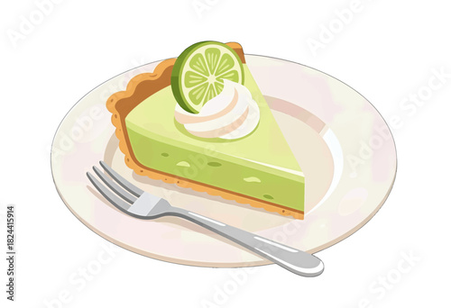 Delicious Key Lime Pie Slice with Whipped Cream