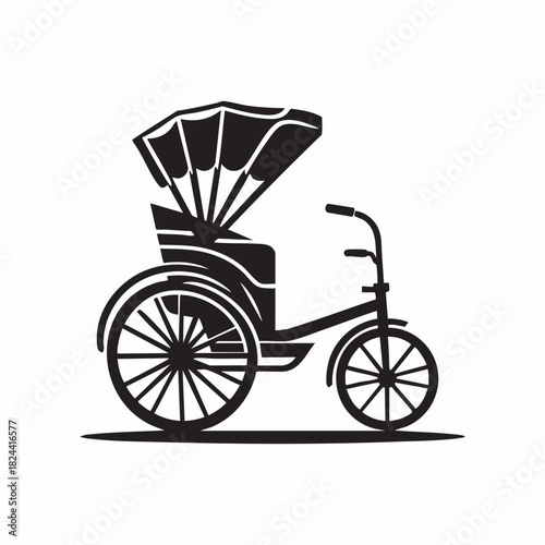 Silhouette of a rickshaw