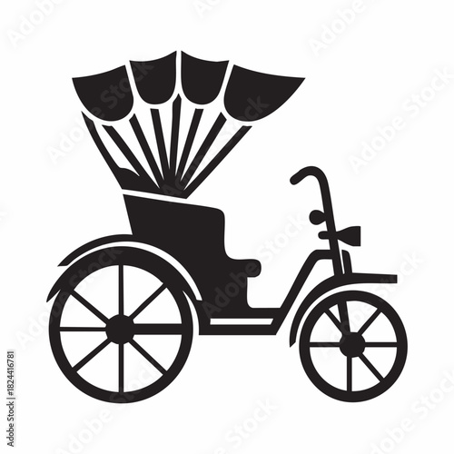 Silhouette of a rickshaw