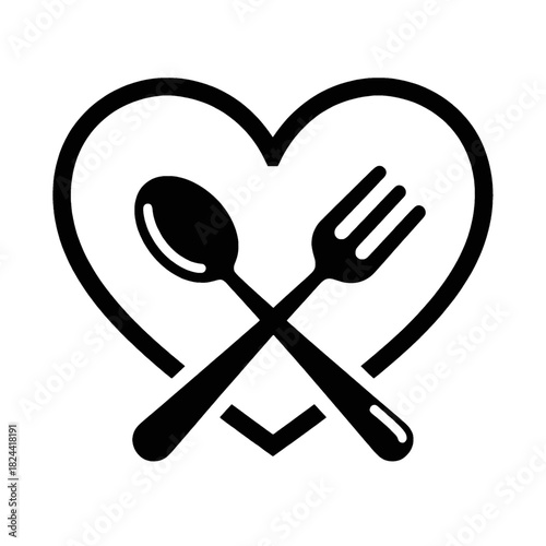 Heart Shape with Crossed Spoon and Fork